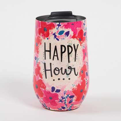 Hora feliz con vaso de vino