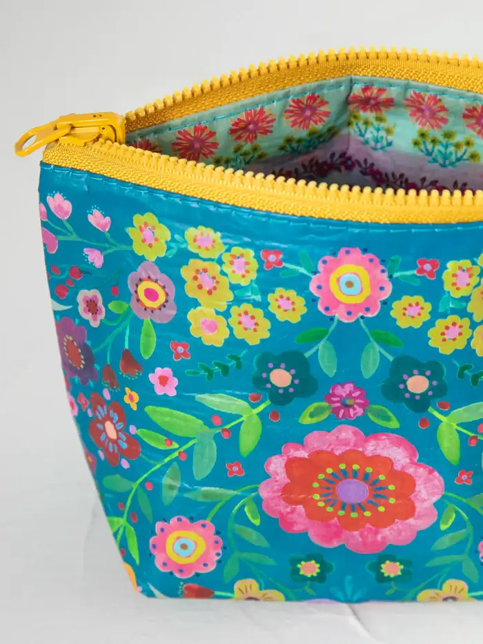 Bolso reciclado reversible floral Azul 
