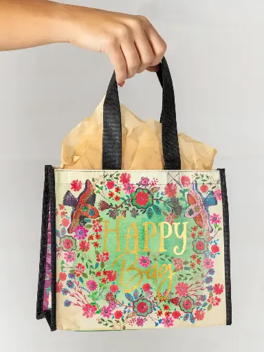 [GBAG000262] Bolsas Medianas Doradas de Pajaritos