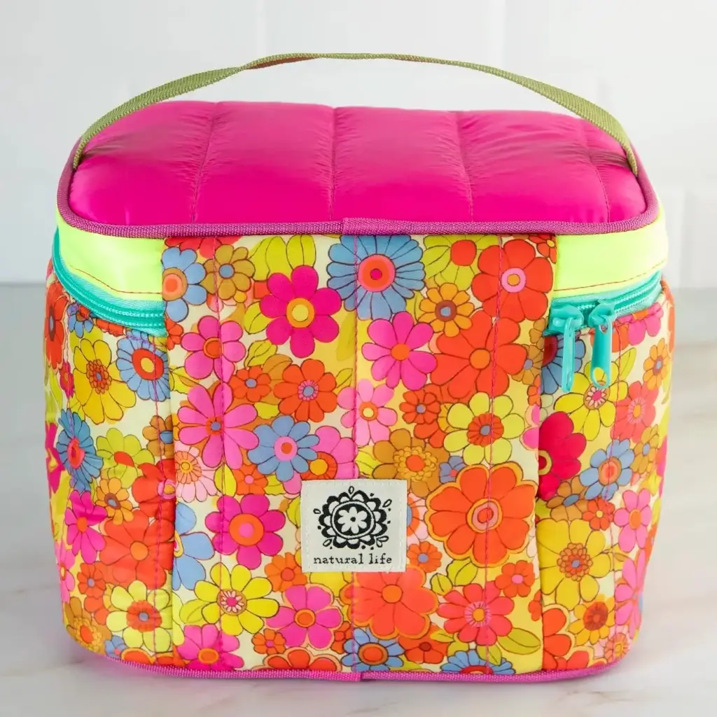 Puffy Lunch Bag Yellow Pink Retro