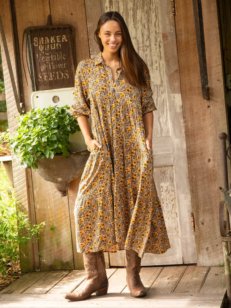 Vestido Rebecca LS M Crema Amarillo