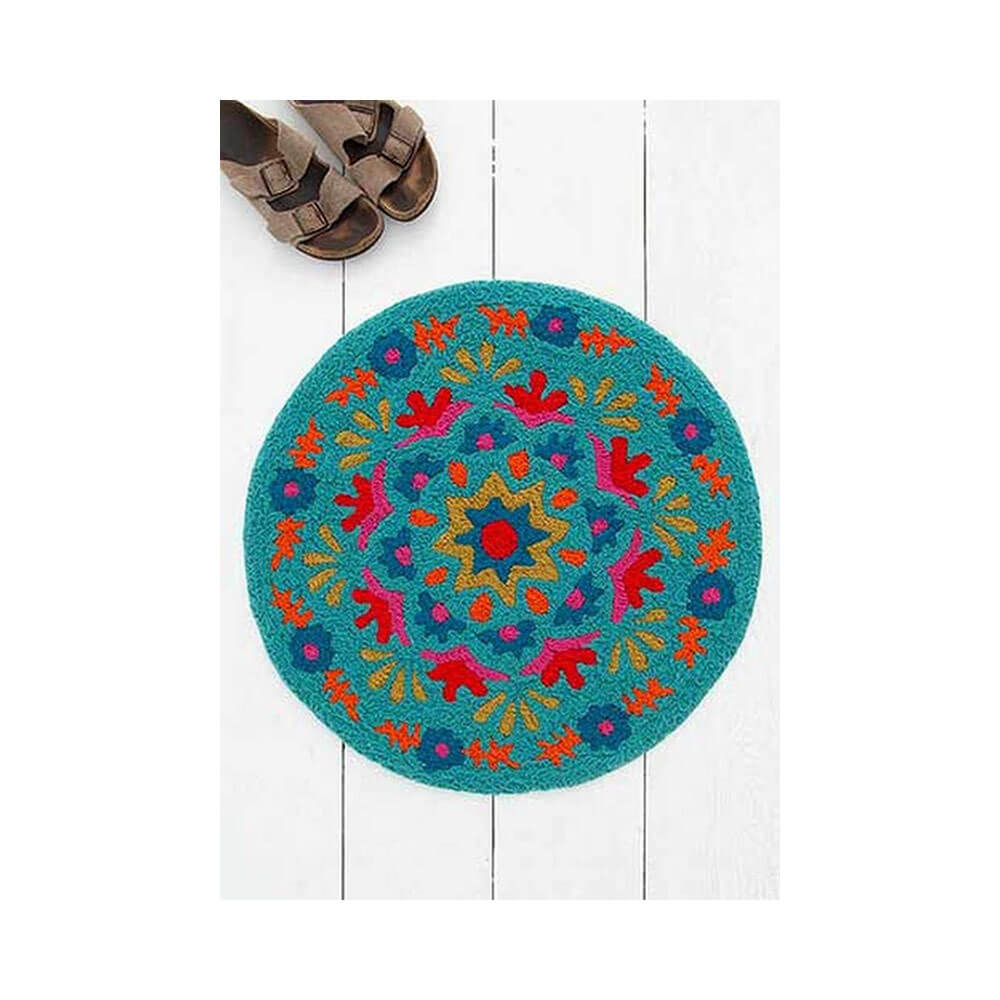 Alfombra redonda Mandala azul