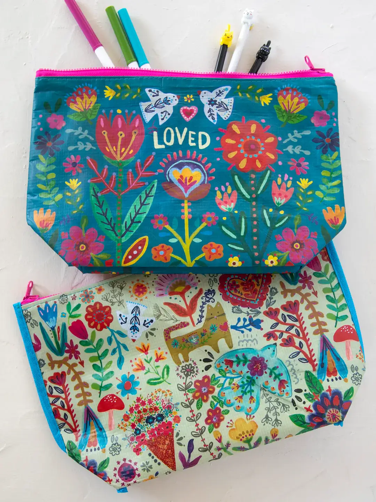  Reversible Zip Pouch L Teal L