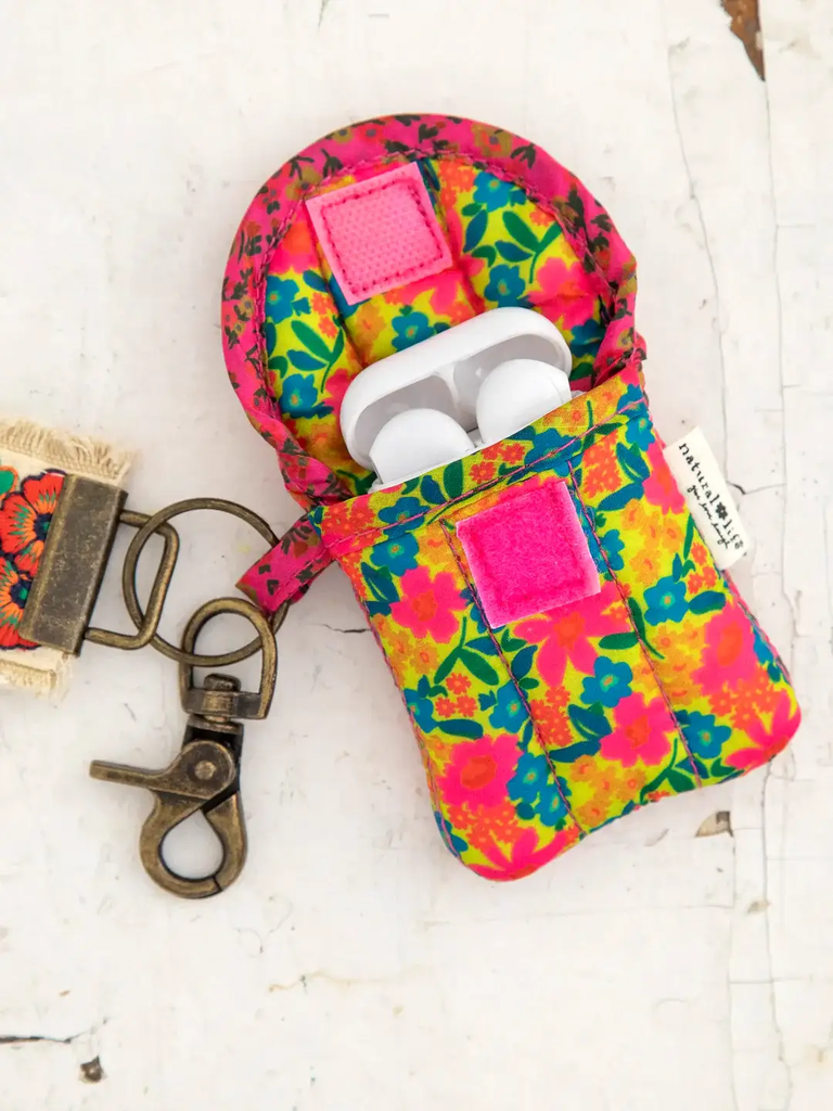 Estuche para audífonos rosa neón verde