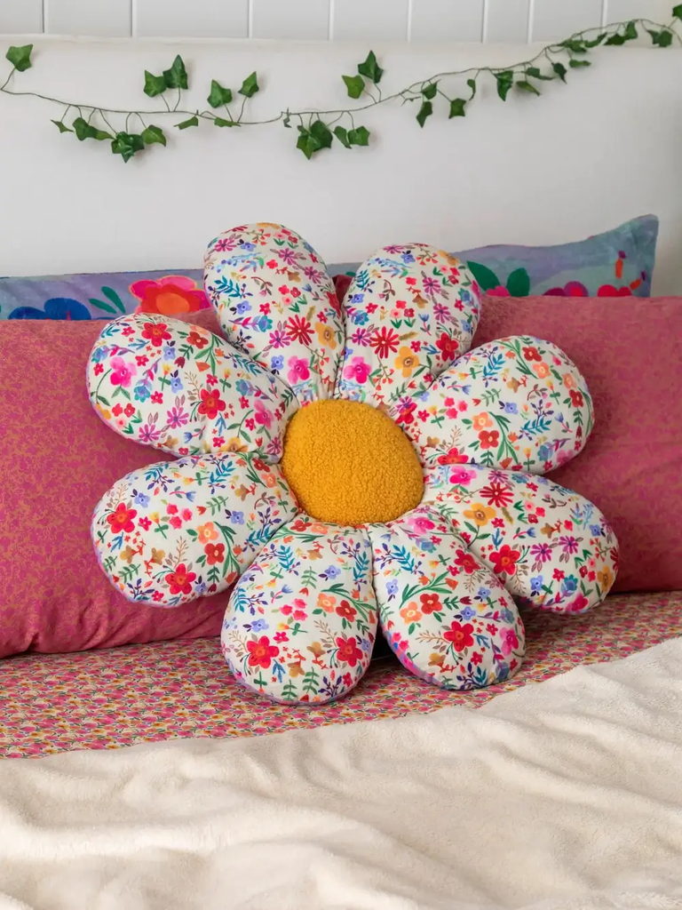  Cojín de flores reversible Margarita feliz