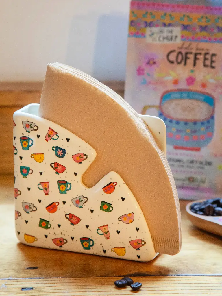 Servilletero y Portafiltros de café tacitas felices