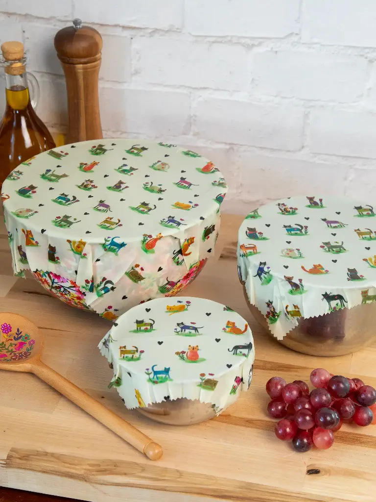 Beeswax Wrap Set Cream Cat