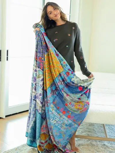 Manta reversible acogedora color verde azulado