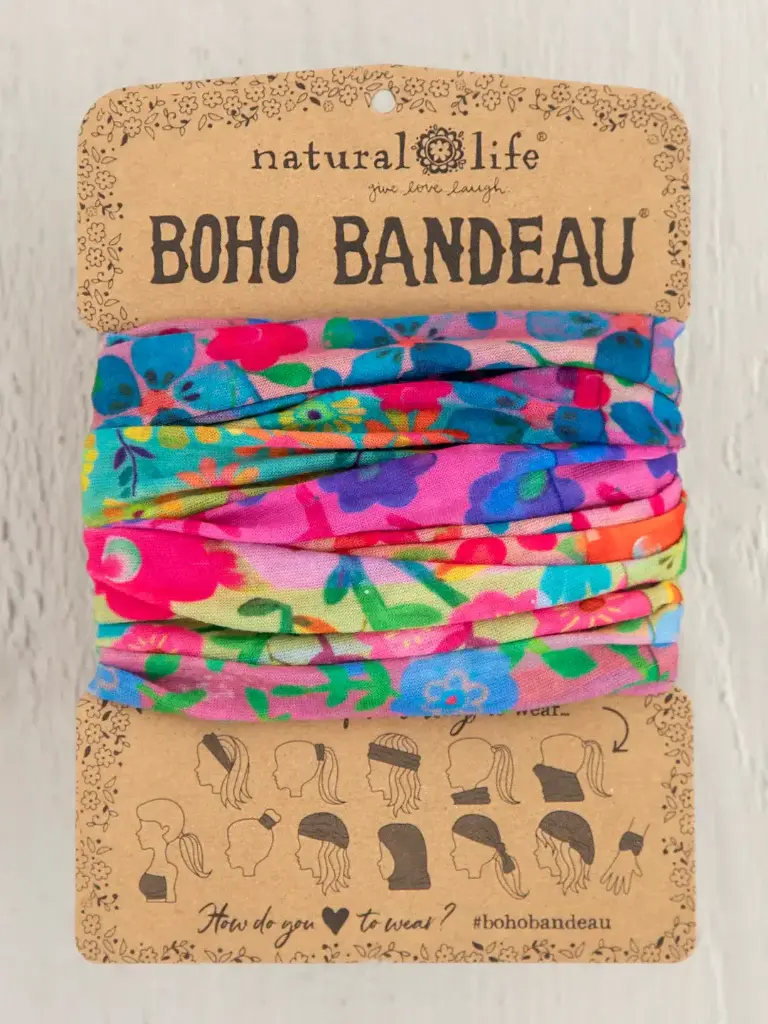 Bandeau bohemio con estampado floral arcoíris