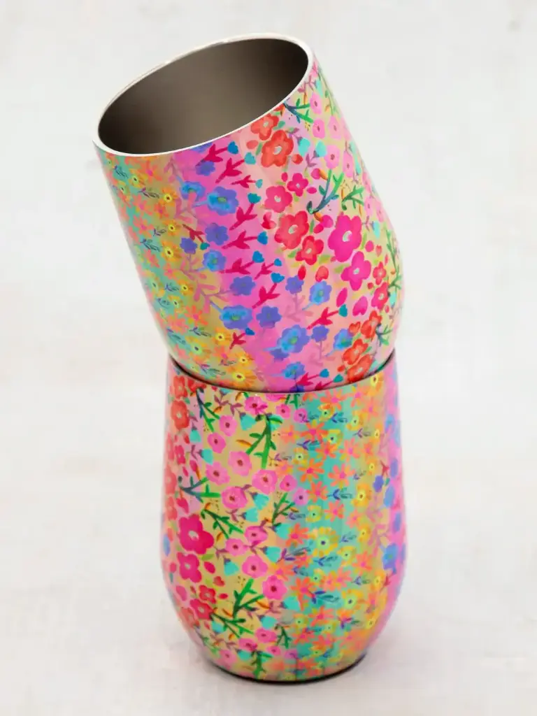 Wine Tumbler Rainbow Floral
