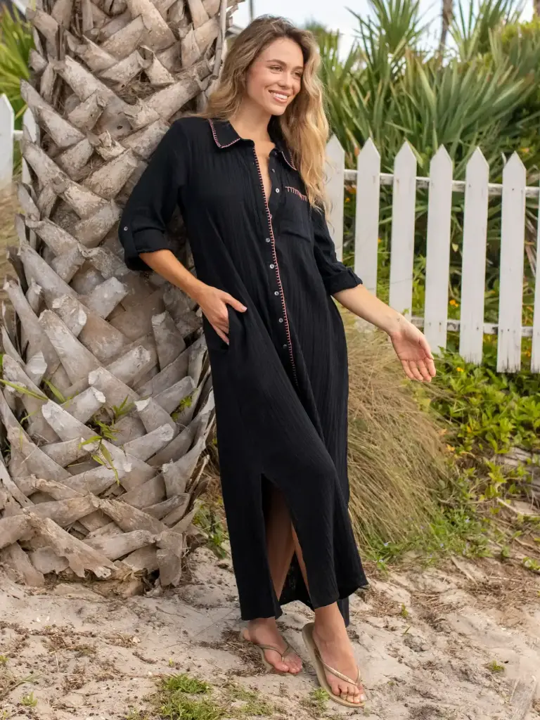 Lola Maxi Shirt Dress XS Black