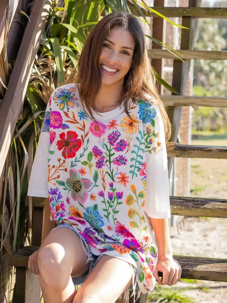 Camiseta fácil de talla única OS Rainbow Garden