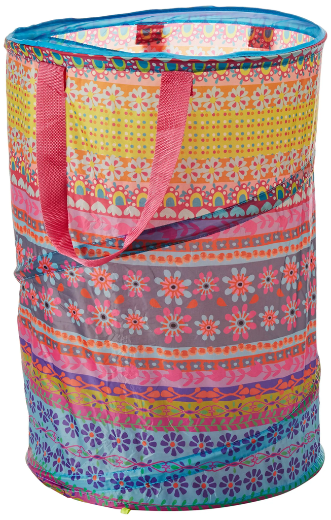 Cesta de ropa con estampados lima, gris y aguamarina
