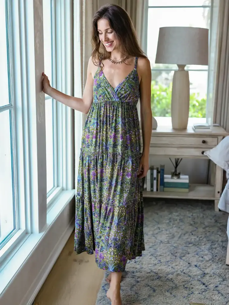 Ella Maxi Dress M Green Purple