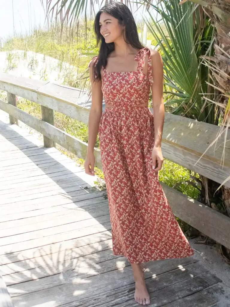 Vestido espalda Midi en Rust M