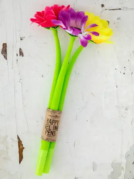 Bolígrafos de flores felices