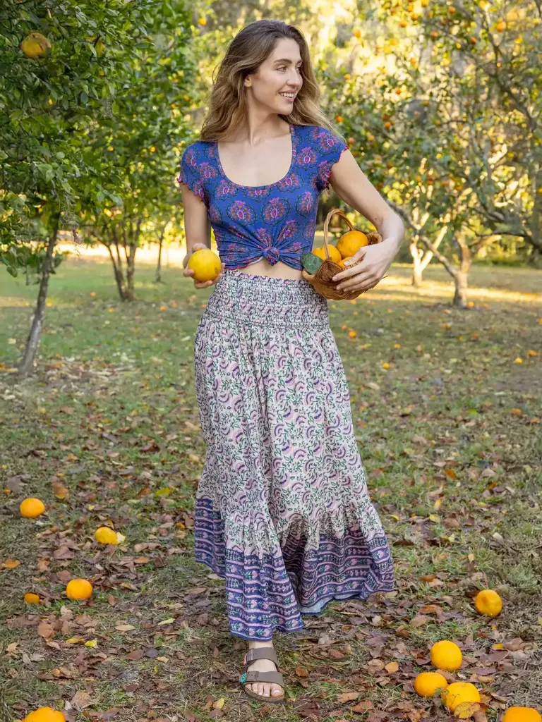 Falda Vestido Flora Maxi M Morado