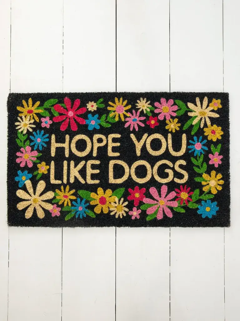 Alfombra artesanal Espero te gusten los perros