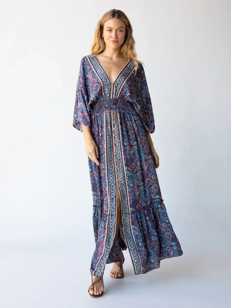 Vestido Celia en Azul y vino M