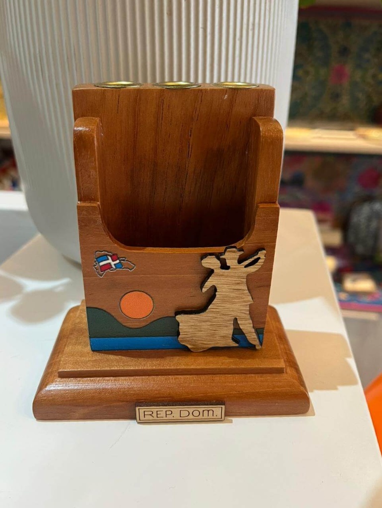 PORTA TARJETAS Y BOLIGRAFO DE MADERA RD