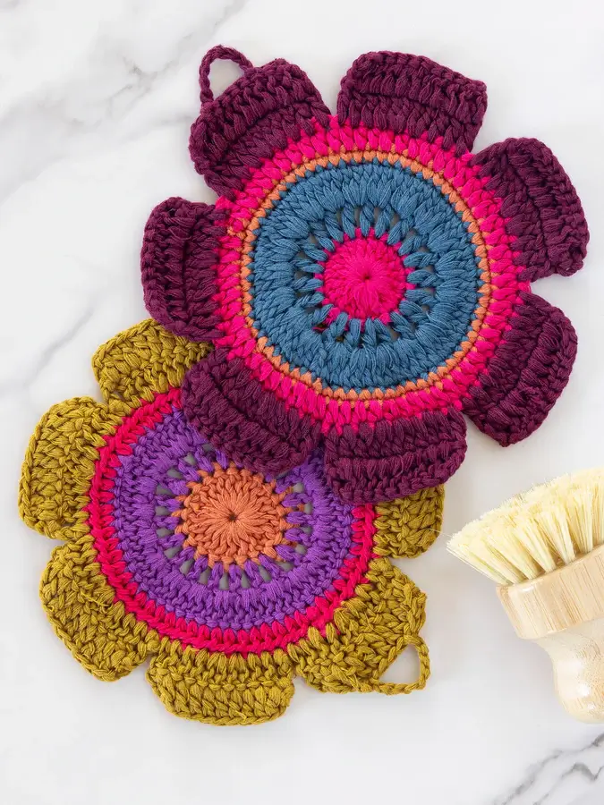 Set de esponjas en crochet para fregar o posavasos