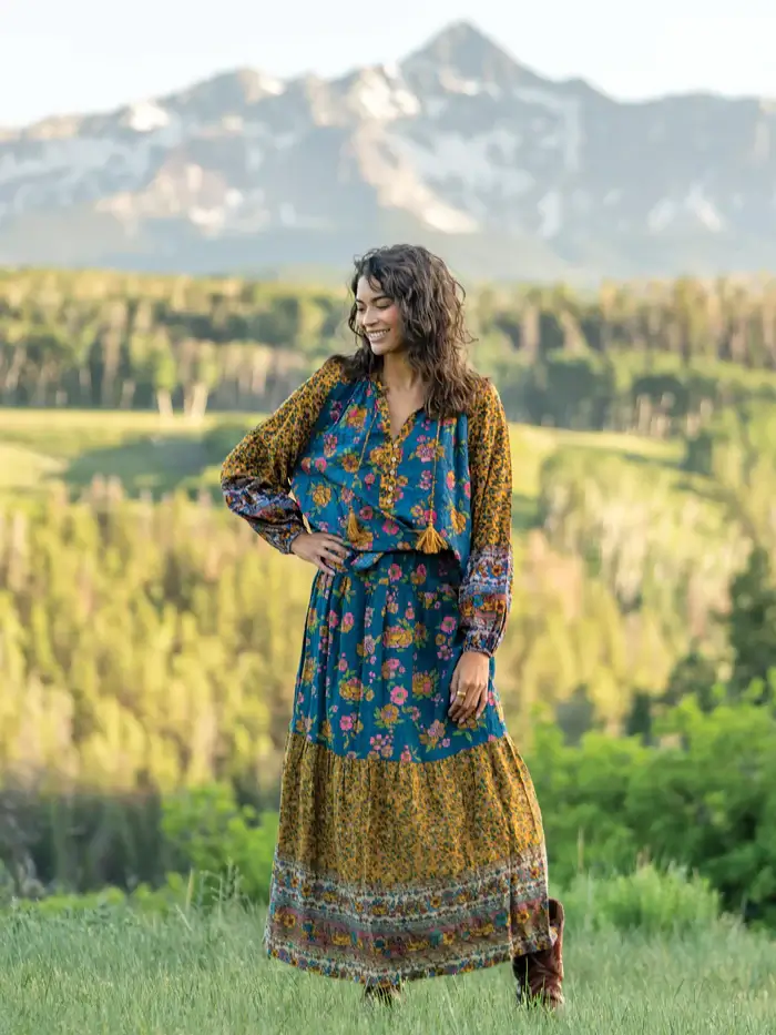 Camille Top M Azul Riviera 100% Rayon