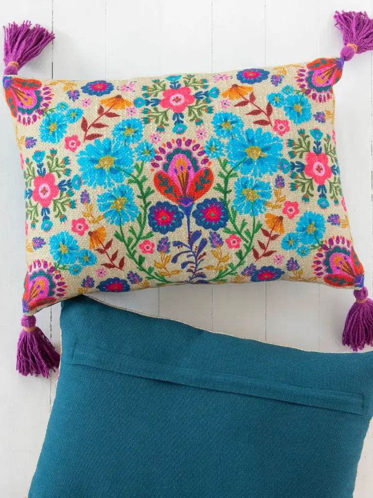  Almohada Cojin Crema de flores