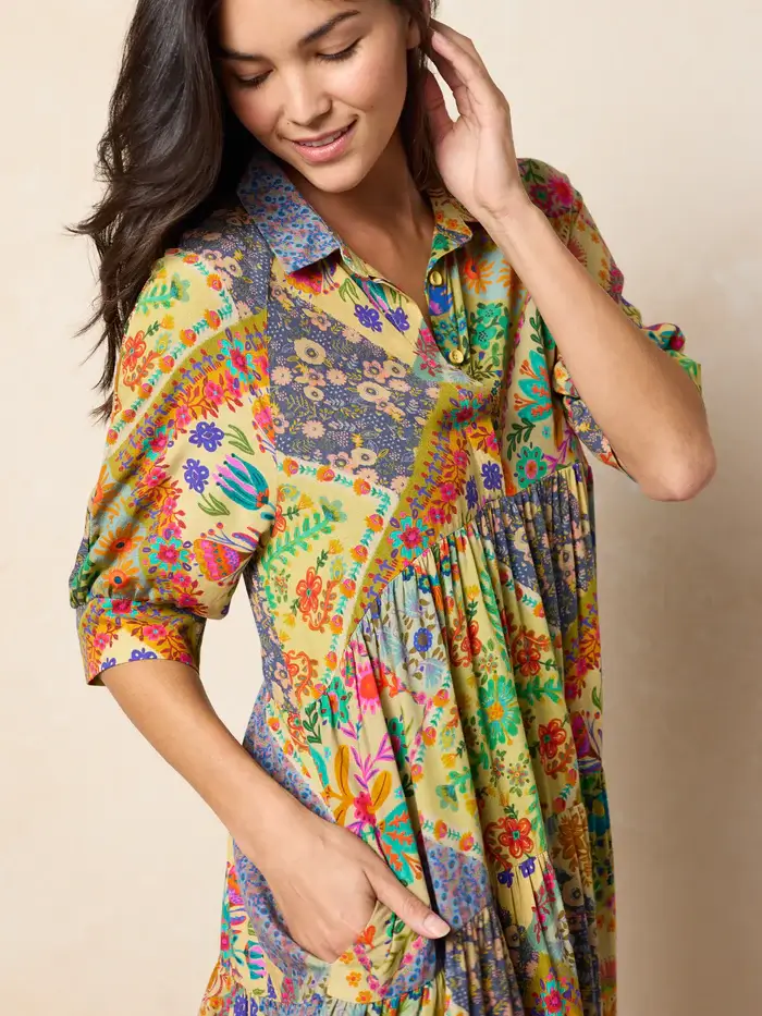 Vestido 100%rayon Mandal M con Mangas 