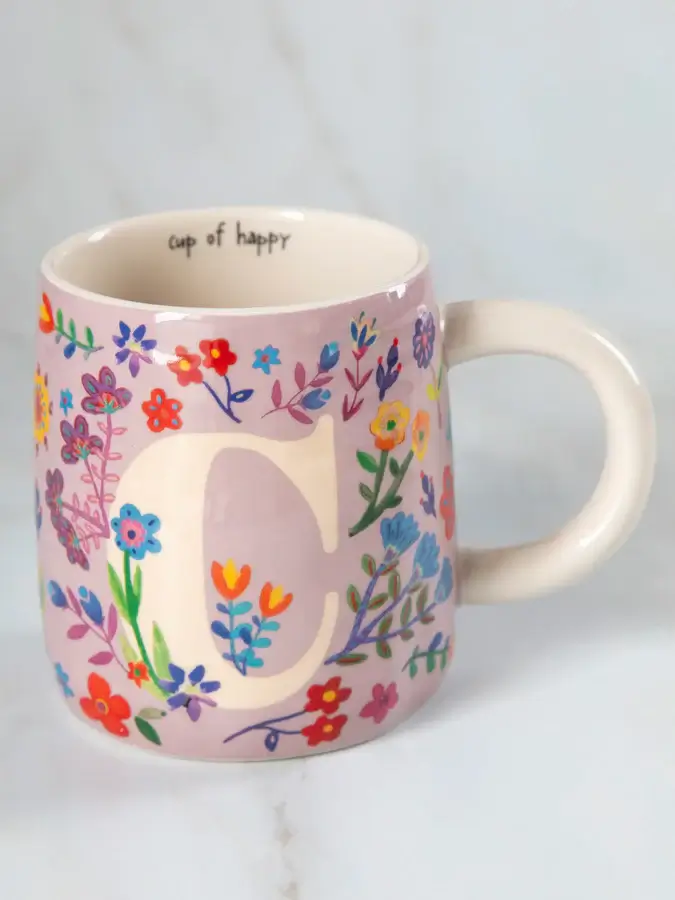 Taza Inicial Letra C Floral