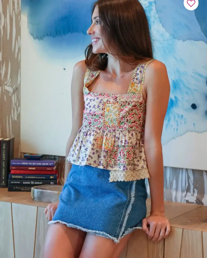 Blusa Small Tricia amarilla y morada 100% algodón