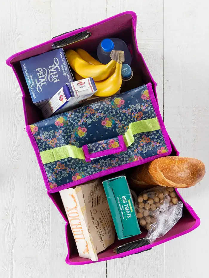 Organizador PET de Baul del auto azul floreado