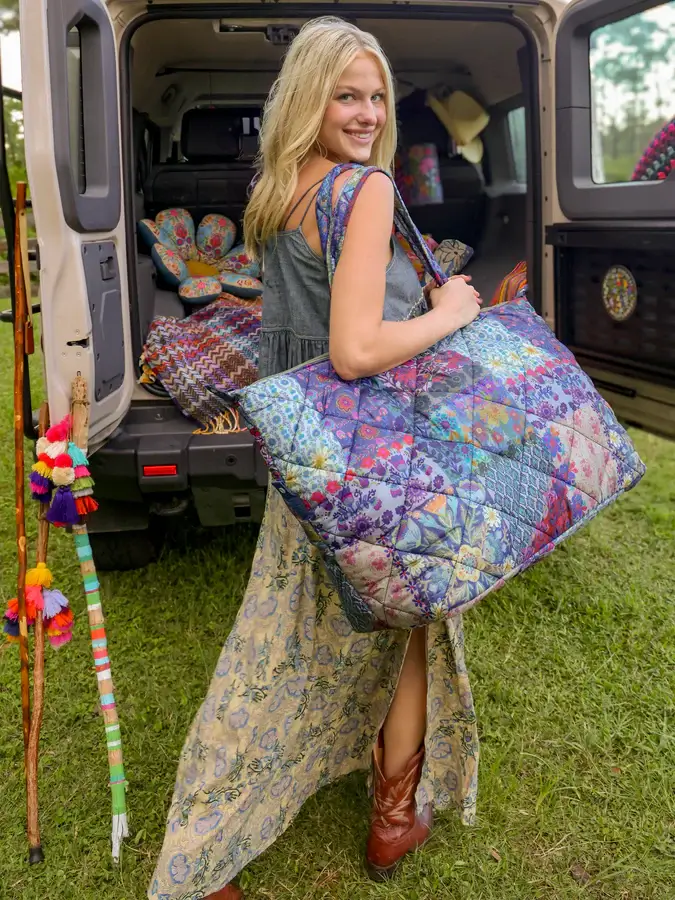 Bolso de Viaje Acolchonado Azul de Parches