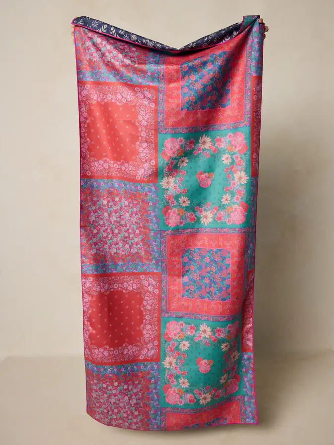 Toalla de playa en microfibra Azul y Rosa Reversible