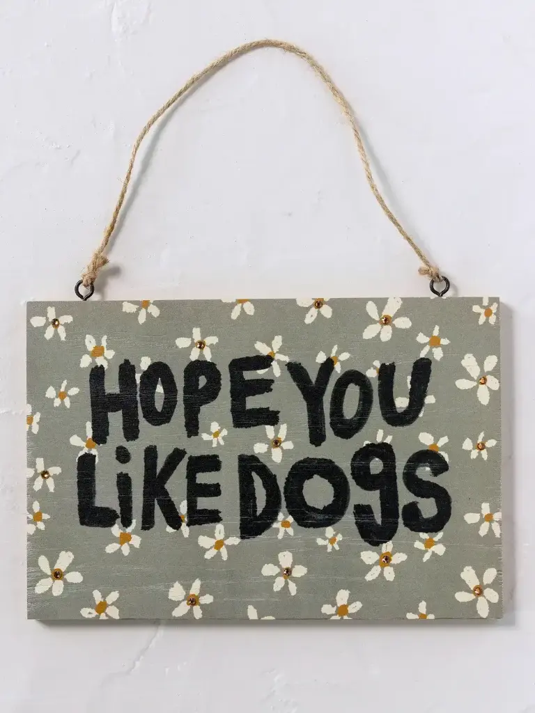 Cuadro Madera Espero te gusten los perros Floral