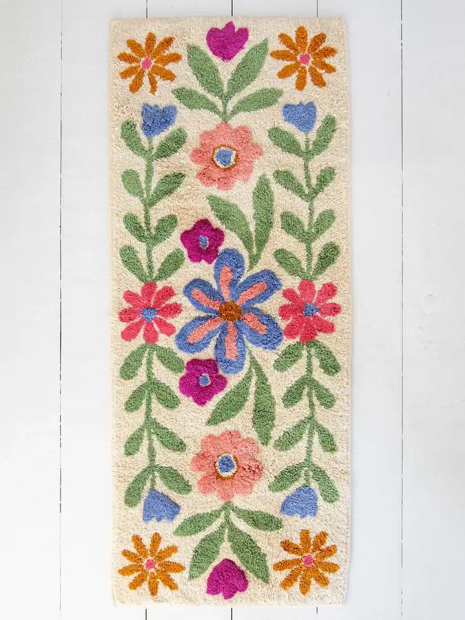 Alfombra camino para baño Floral
