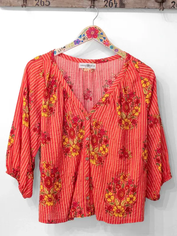 Blusa M Jaipur de rallas Mandarina
