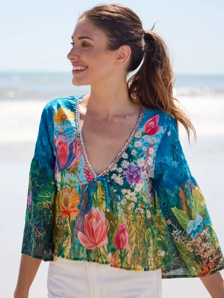 Blusa Isabella Large Azul Jardin