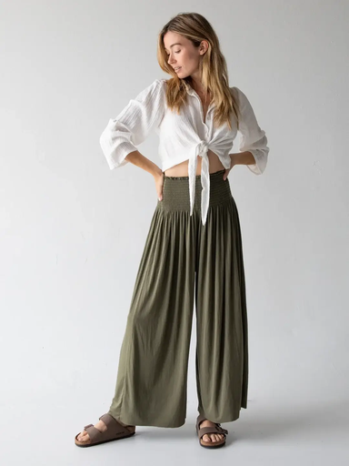 [PNT059] Make a Move Palazzo Pant  M OLIVE