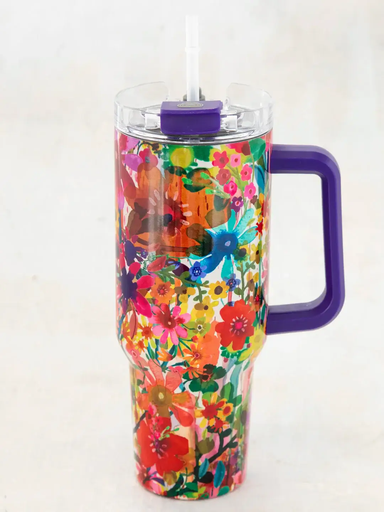 [WB000041] Vaso gigante de 40 oz con diseño floral brillante