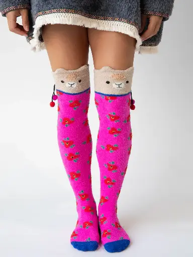 [SOCK000103] Over The Knee Cozy Socks Llama