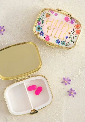 [PIL034] PILL BOX HAPPY PILLS PINK FLORAL
