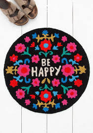 [RUG023] Alfombra redonda Sé feliz