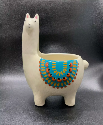 [PLNT073] So Cute Ceramic Planter Cream Llama