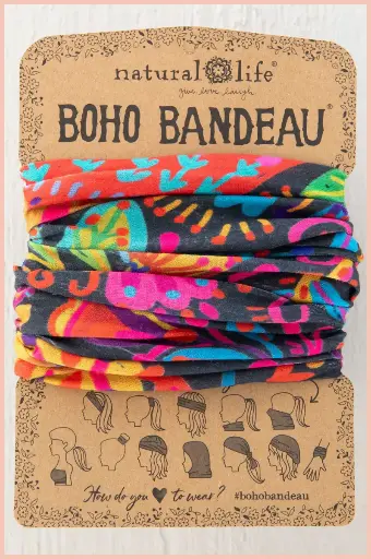 [BBW000166] Boho Bandeau Charcoal Folk Flower
