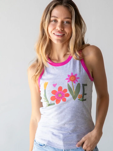 [TEE001219] Graphic Ringer Tank L