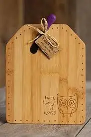 [CUTB005] Cheese Board Owl Think Happy be Happpy
