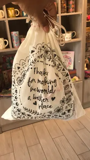 [GBAG050] Bolsa de regalo de algodón XL World Better