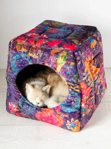 [DCA000025] Cozy Cat Bed Dark Floral Garden