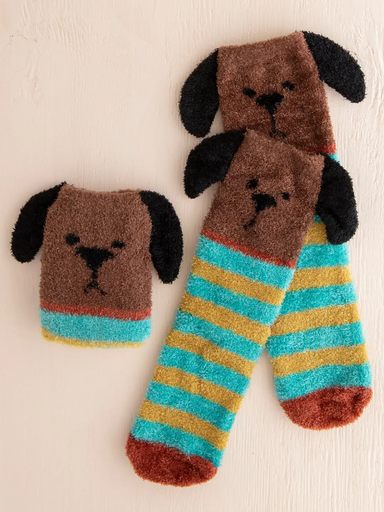 [SOCK089] Cozy Sock Brown Dog