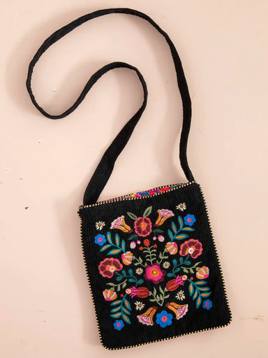 [BAG000096] Bolso bandolera bordado Black Folk